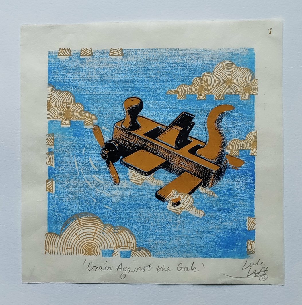 Woodblock and screenprint work from Grain Against the Gale.